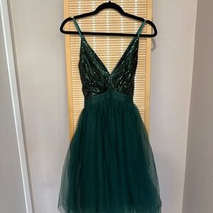 Shein Green Sequin Tulle Dress Size S